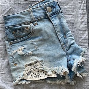 High waisted jean shorts